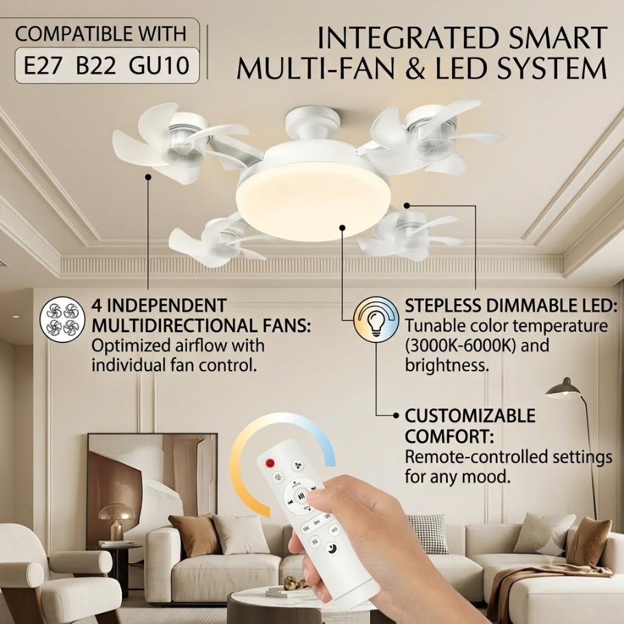Kipas Angin Plafon 3-in-1 Mode - Drone Beacon Light ulasan dan harga